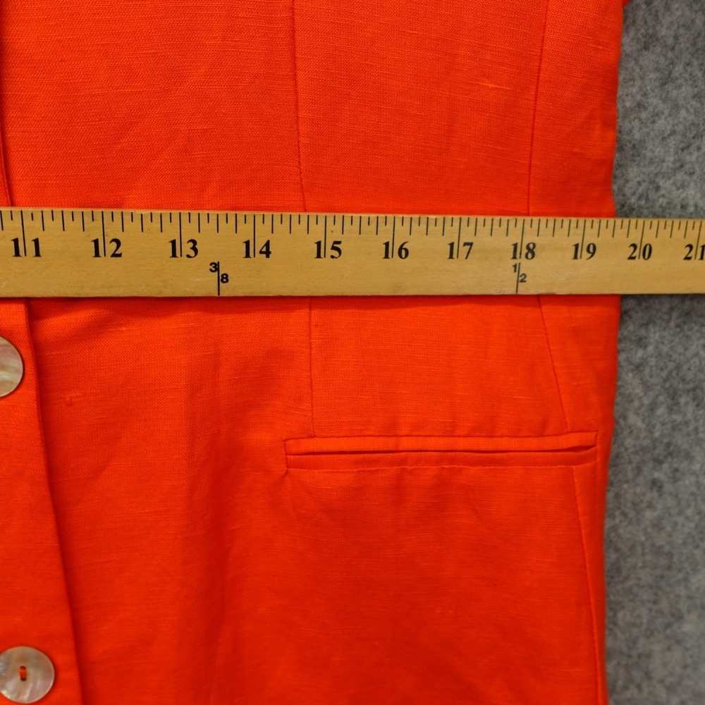 Vintage European Linen Shift Dress Womens XL 18 Burnt Orange Button Front LINANE - Picture 5 of 15